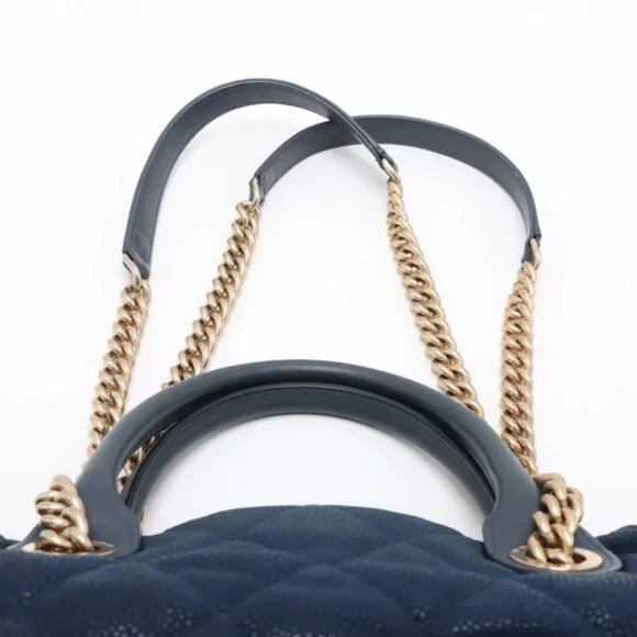 Chanel Matelasse Caviar Skin Two-Way Tote Bag Navy Blue - Picture 6 of 12